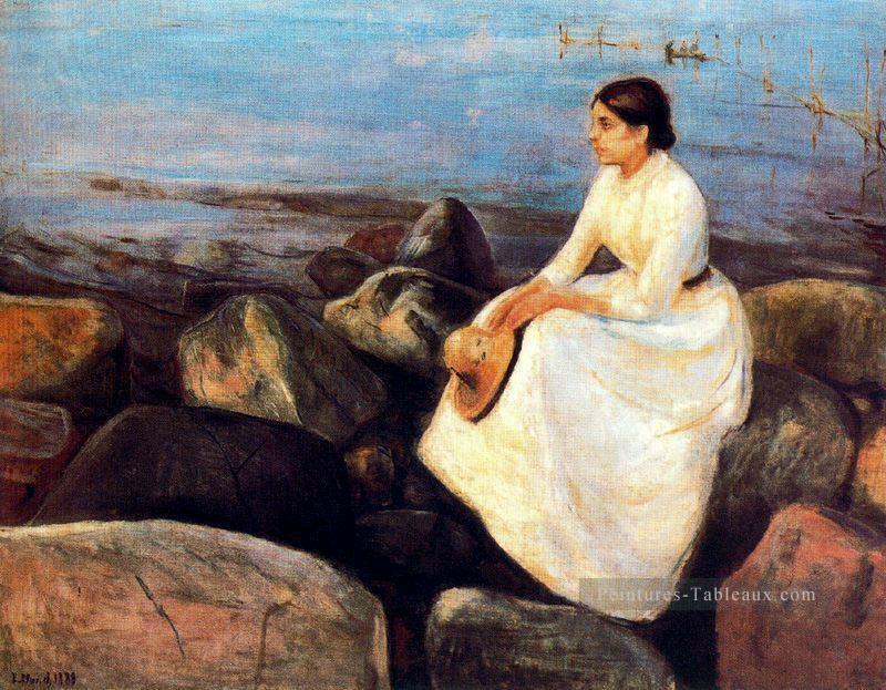 Inger nuit d’été sur la rive 1889 Edvard Munch Peintures à l'huile